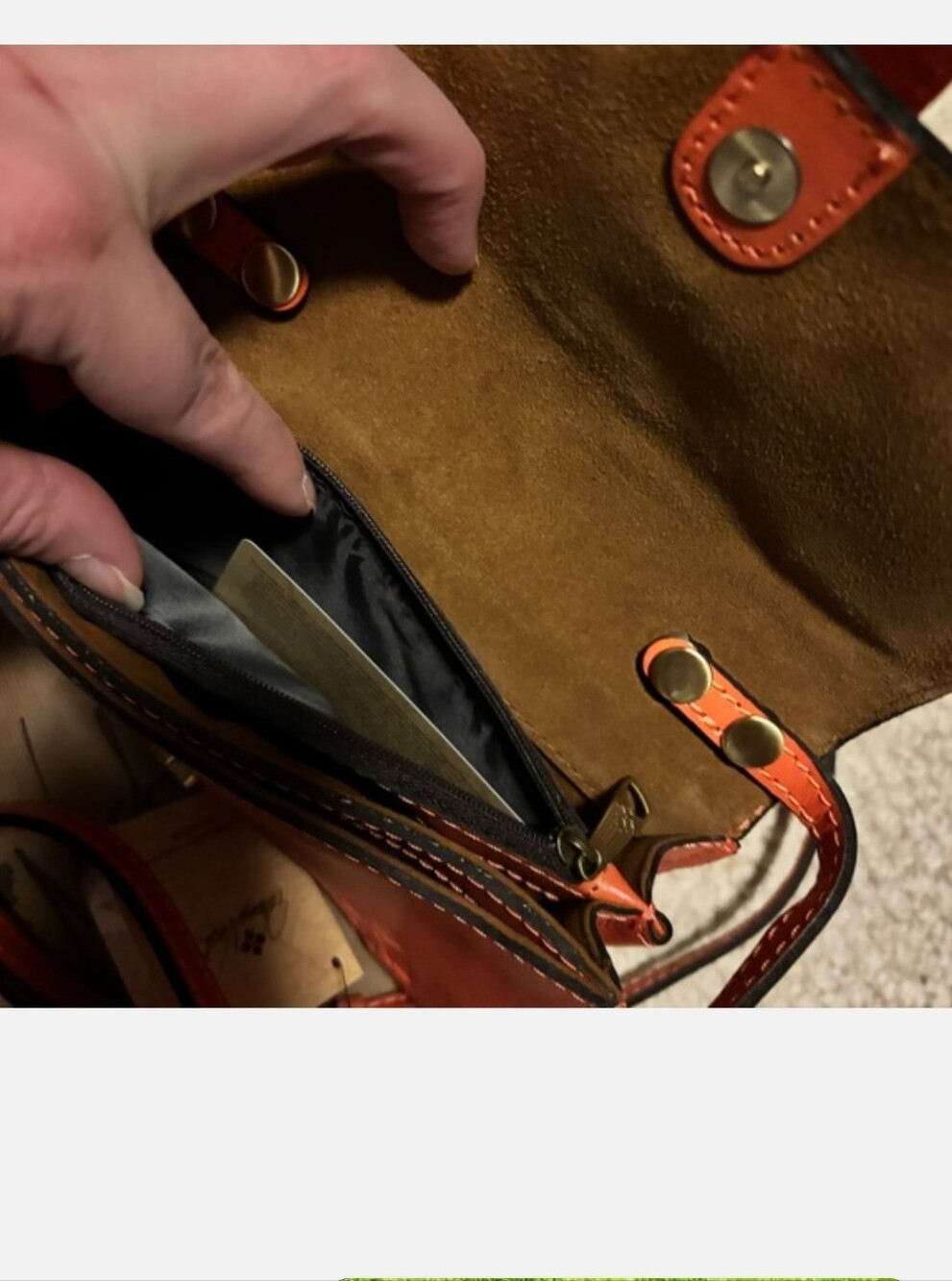 Patricia Nash Orange Tooled Floral Leather Crossbody Bag - Picture 12 of 16